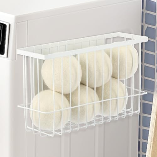 Hlimior Magnetic Dryer Ball Holder for Laundry Room Dryer Ball Organization Magnetic Lint Bin for Laundry Room Wool Dryer Ball Organizer Iron Dryer Ball Container for Laundry Room StorageWhite
