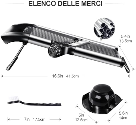 Masthome Professional Mandolino per Verdura, Mandolino in Acciaio Inossidabile con Guanti di Sicurezza, Mandolino Manual
