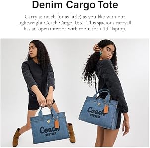 COACH Cargo Tote Handbag Shoulder Bag Denim Blue, Indigo/mandala