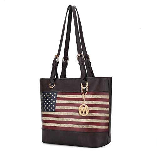 Image of MKF Collection USA Tote Shoulder Bag for Women Vegan Leather Patriotic Handbag, Lady American Flag Satchel Purse by Mia K