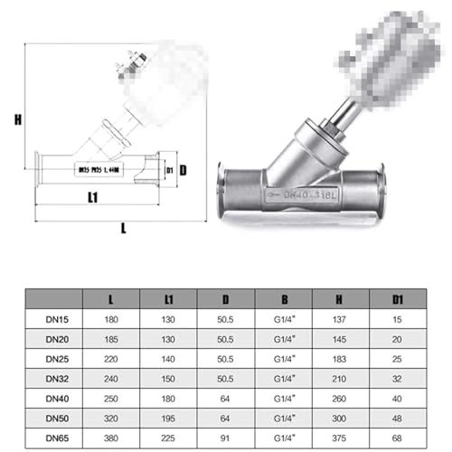 Válvula de asiento angular DN65 de acero inoxidable 304 con abrazadera NC para control de aire 4