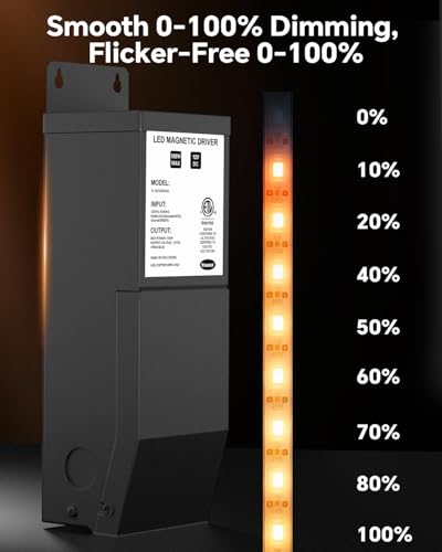 Image of LED Driver 12V 100W Magnetic Dimmable LED Transformer,Magnetic Power Supply 120VAC to 12VDC,Compatible with Lutron and Leviton Dimmers, for LED Strip Lights, Kitchen, Cabinet, ETL Listed