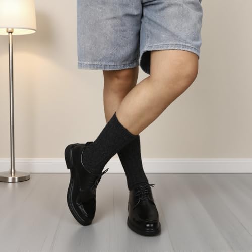 6 Pairs Merino Wool Socks for Men, Winter Warm Soft Classic Dress Breathable Lightweight Hiking Wool Calf Socks4