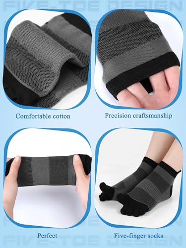 Image of Fourluoo 6 Pairs Women Cotton Athletic Toe Socks