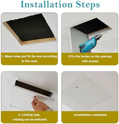 Lockable White Metal Access Door 16x24, 16x32, 22x26, 24x24 - HVAC, Wall, Ceiling & Drywall Panel for Garage, Bathroom & Attic - 16x30in (406x762mm) Access Hatch