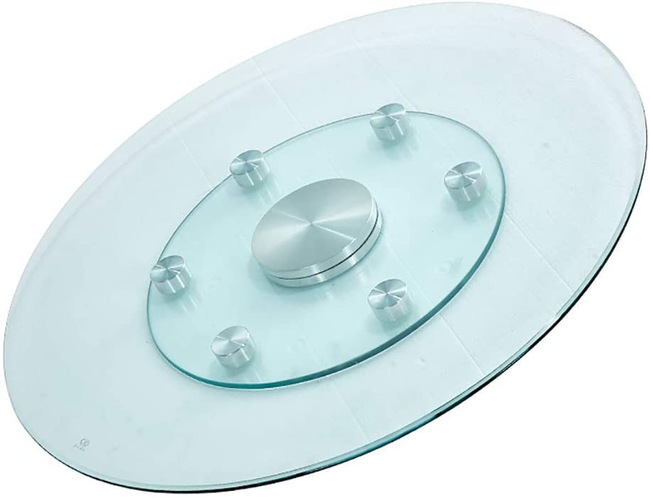 Plateau tournant en verre trempé de 60 à 100 cm avec socle rotatif en aluminium pour table