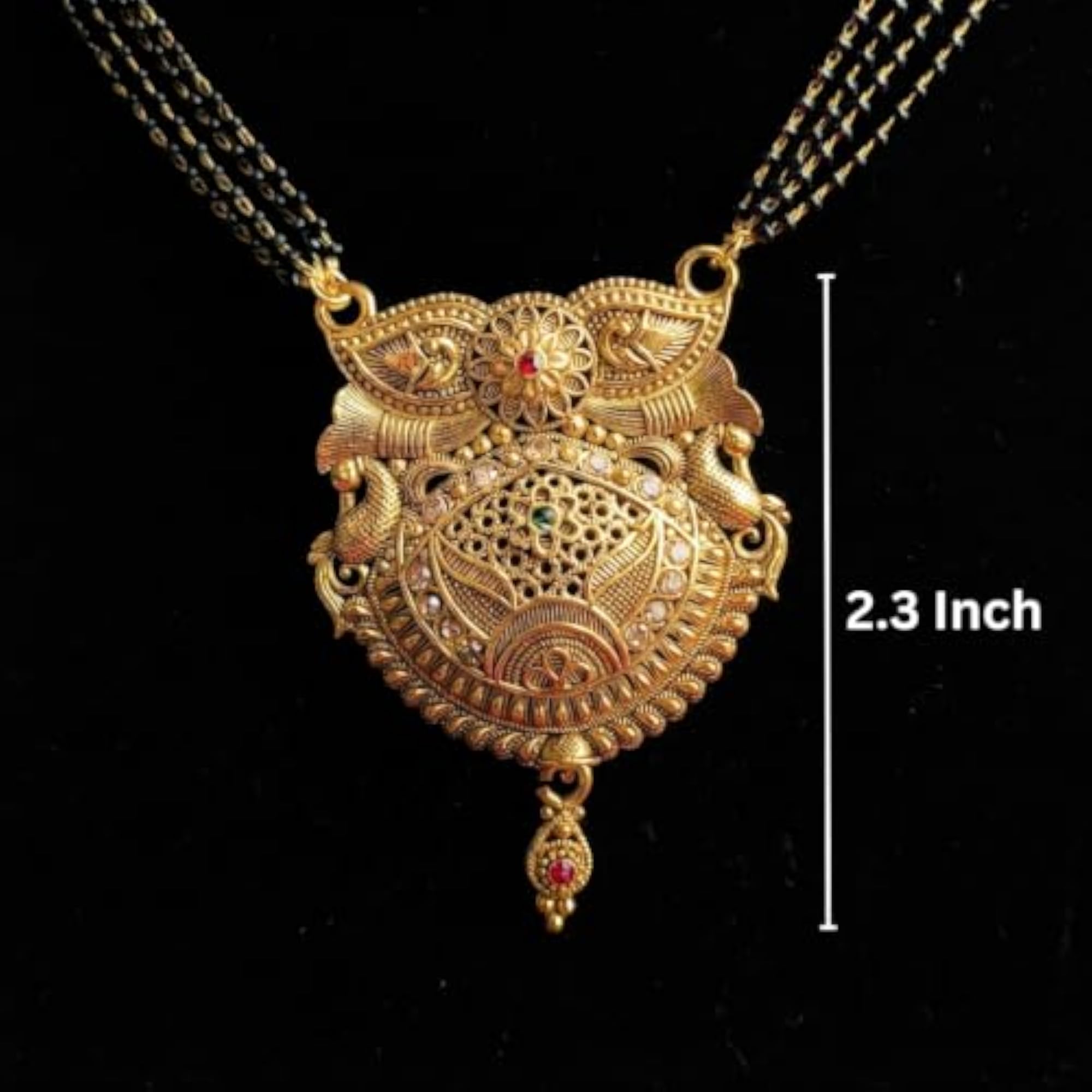 Women's Black Bead Traditional Mangalsutra Necklace