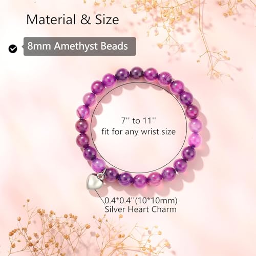 Ralukiia Get Well Gift for Women After Surgery, Healing Prayers Amethyst Bracelet, Cheer Up Inspirational Gifts for Women in Recovery, Feel Better Gift for Female Friend4