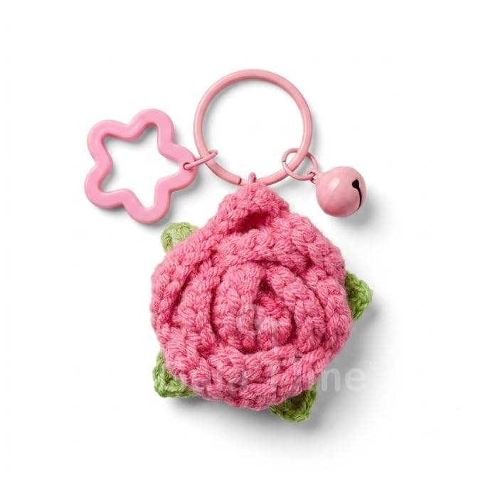 Image of Handmade Crochet Flower Keychain for Bags Keys Purse Backpack Cute Aesthetic Yarn Keyring Bag Charm Handmade Soft Thread Flower Keychain for Girls Women Kids Gifting and Daily Use