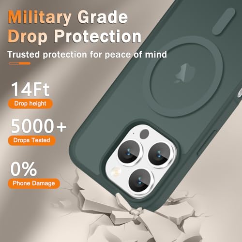 Image of YENAPOON for iPhone 16 Pro Max Case, Matte Magnetic Phone Cover [with 1 Screen Protector] [Support for MagSafe] [Shockproof Military Grade Protection] Translucent Frosted Back, Gray