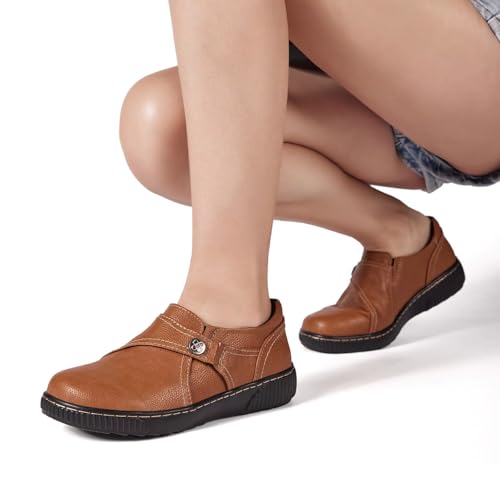 Image of Women Casual Slip on Leather Loafers Dress Walking Shoes