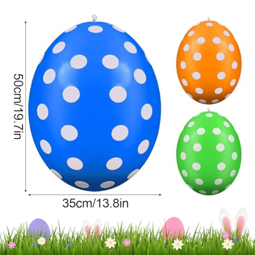 FWHFNB 3 Stück Aufblasbare Ostereier,Ostereier,Riesige Bunte Ostereiers,Aufblasbare Ostereiers Ornamente,für Ostern,drinnen und draußen,Hof,Garten,Rasen (Ostereier-C)