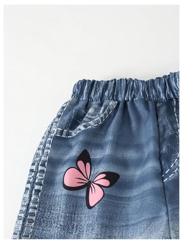 GORGLITTER Girl's Jeans Y2k Wide Leg Baggy Butterfly Graphic Elastic High Waisted Denim Pants Bottoms3