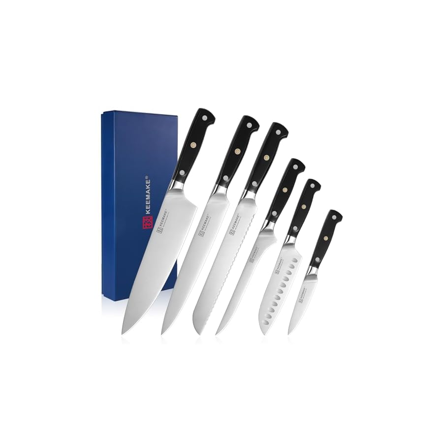 KEEMAKE-Chef-Knife-Set-6PCS-Ultra-Sharp-Kitchen-Knives-with-Ergonomic-Handle-High-Carbon-Stainless-Steel-Kitchen-Knife-Set-Forged-Cooking-Knife-Set-for-Slicing-Meat-Vegetable-Bread-And-Fruit KEEMAKE Chef Knife Set, 6PCS Ultra Sharp Kitchen Knives with Ergonomic Handle, High Carbon Stainless Steel Kitchen Knife Set, Forged Cooking Knife Set for Slicing Meat Vegetable Bread And Fruit