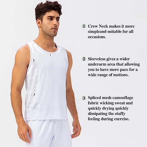 Yuerlian Men's Tank T-Shirt Athletic Men's Performance Sleeveless Tank Top Men's Muscle Shirts Dri Fit Gym Workout Tank Top White #TOP2