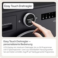 LG HPWD116BA Wärmepumpen-Waschtrockner (11 kg Waschen/6 kg Trocknen, Energieklasse A-30%/A-10%, 1.350 U/Min.) mit Easy-Touch Drehregler, TurboWash+Dry, ezDispense, Schwarz – Ansicht 3