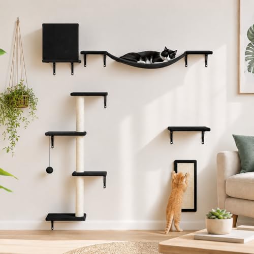 ESOTTE 5pcs Modern Cat Wall Shelves