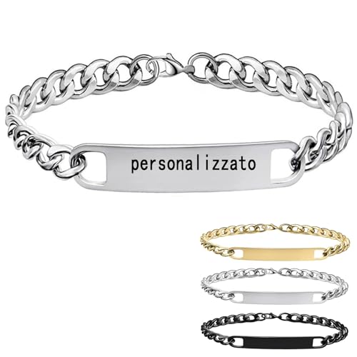 Generico Bracciale personalizzato da uomo o Donna Incisione testo Braccialetto，I