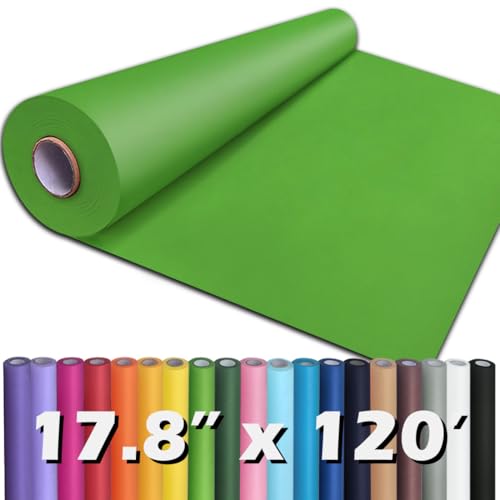 PerkHomy 17.8 x 1 440 (120) Medium Green Kraft Paper Roll for Craft Bulletin Board Paper Art Table Covering Crafting Gift Wrapping Bouquet Packing Parcel 80GSM (Medium Green 17.8 x 120)
