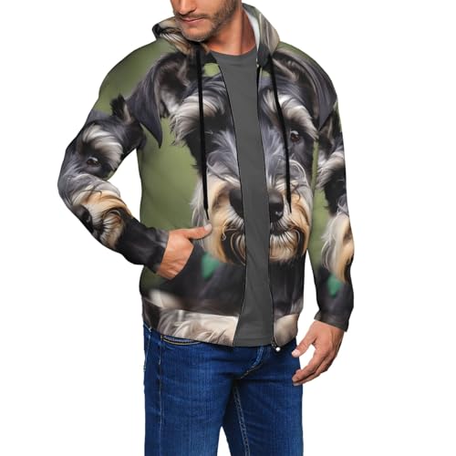 Sweat à capuche extensible homme imprimé schnauzer automne hiver