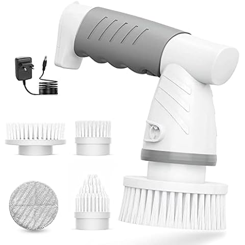 Electric Spin Scrubber - 5 in 1 Shower Cleaning Brushes For Bathroom Kitchen Tile Bathtub - Handheld Cordless Portable Spin Scrubber Brushes For Deep Cleaning With 4 Replaceable Cleaning Brush Heads Cover
