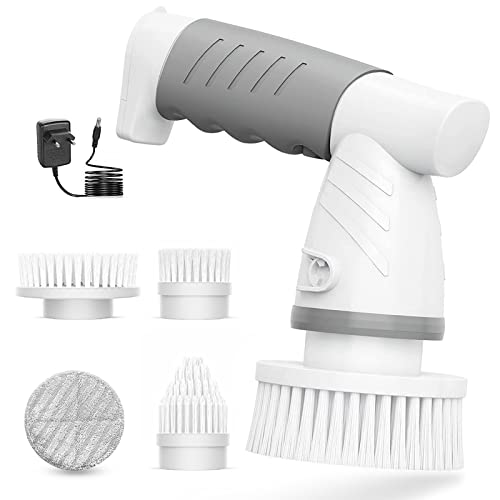 HENSHOW Brosse de nettoyage électrique sans fil rechargeable pour salle de bain, sol, carrelage, cuisine, voiture avec têtes de nettoyage Cover