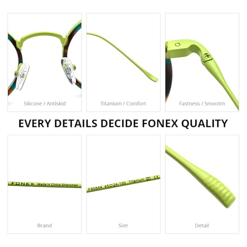 Image of FONEX Acetate Titanium Glasses Frame Men 2024 New Round Eyeglasses Spectacles Eyewear F85844