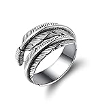 XIANNVQB 925 Silberringe - Retro 925 Sterling Silber Schmuck Thai Silber Nicht Allergische Persönlichkeit Federn Pfeil Punk Öffnung Ringe, Wie Gezeigt, Eröffnung