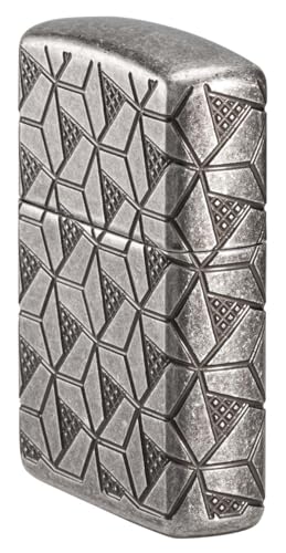 Zippo Armor encendedor geométrico plateado antiguo miniatura 4