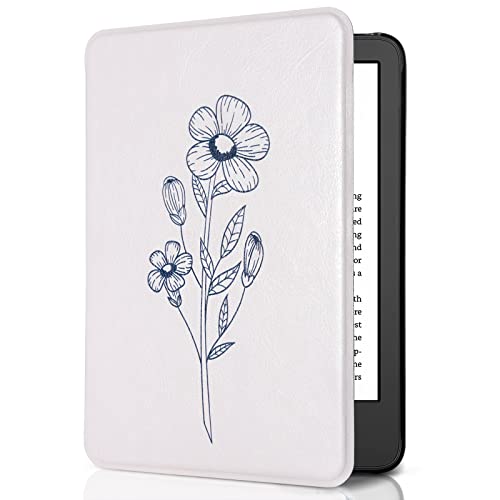 Image of CoBak Case for All New 6 Inch E-Reader 2024 and 2022 (11 Generation) - PU Leather Smart Cover, Auto Sleep and Wake, not Compatible with Kobo Clara.Orchids