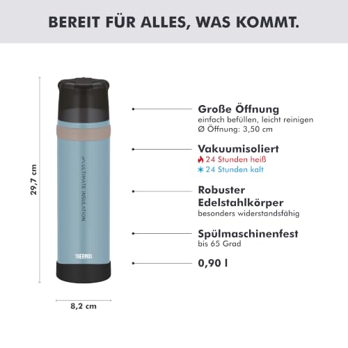 THERMOS MOUNTAIN Thermosflasche 0,90 l, 24 h heiß, arctic blue mat – Ansicht 3