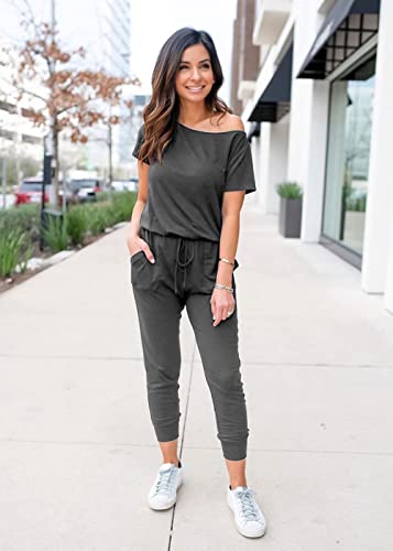 Image of PRETTYGARDEN Jumpsuits for Women 2026 Summer Dressy Off Shoulder Romper Spring Vacation Travel Lounge Outfits Clothes