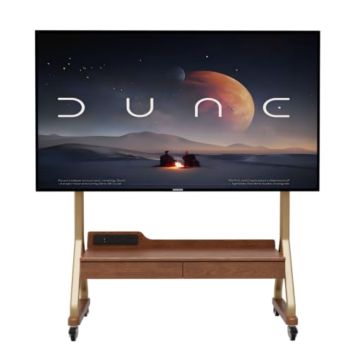 Image of AnywaysWood TV Cart Rolling TV Stand with Wheels for Most 40-75 inch TVs up to 300lbs Height Adjustable, Tilting, Tall Heavy Duty TV Stand with 2 Drawers Power Strip, for Living Room