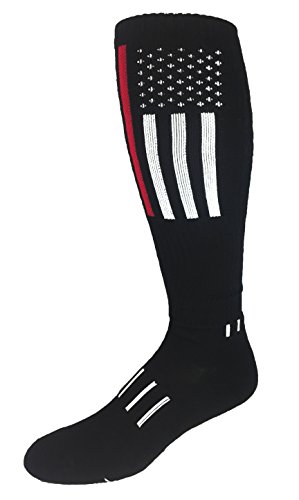 MOXY Socks The Thin Red Line Woven Deadlift Block Knee-High Socks Compression Lifting Socks for Men & Women Shin Protection Locked-In Fit and Durable Performance