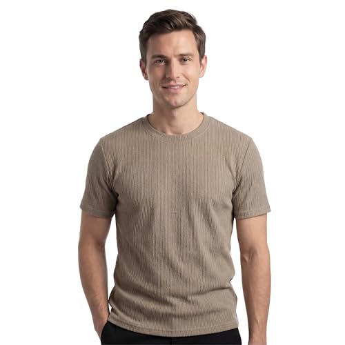 Image of Poly Cotton Frill Round Neck T-Shirt for Men | |
