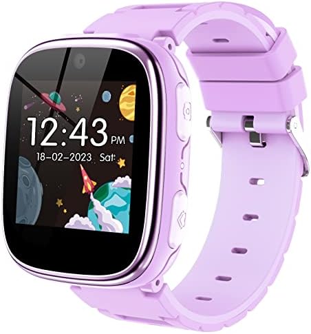 Kids Smart Watch Girls Boys - Smart Watch for Kids Game Smart Watch Gifts for 4-12 Years Old with 26 Games Camera Alarm Video Music Player Pedometer Flashlight Birthday Gift for Boys Girls (Purple)