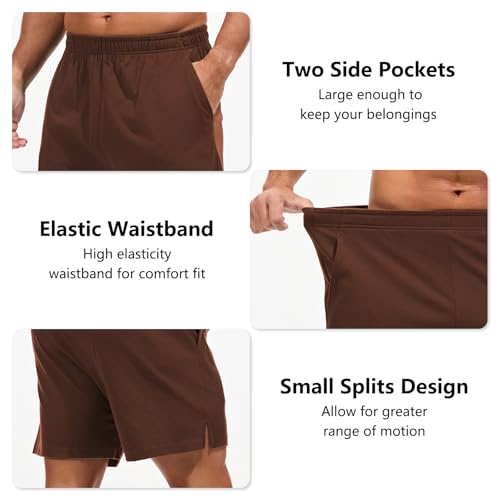 Image of AMY COULEE Mens Lounge Shorts 4 inch Pajama Lightweight Cotton Sleep Bottoms with Pockets