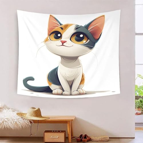 Tapisserie Art Mural Chat Persan 3D Tissu Déco Chambre 150x200