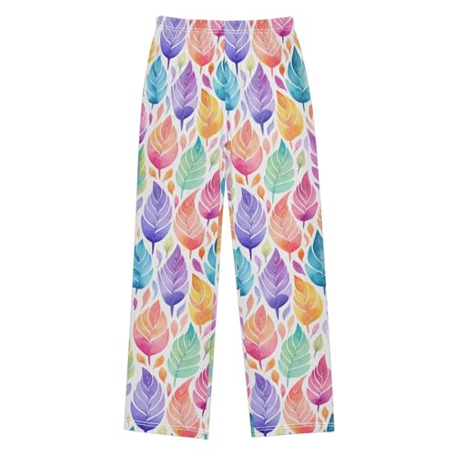 ZZKKO Abstract Leave Watercolor Boys Pants for Kids Jogger Pants with Pockets S-XL