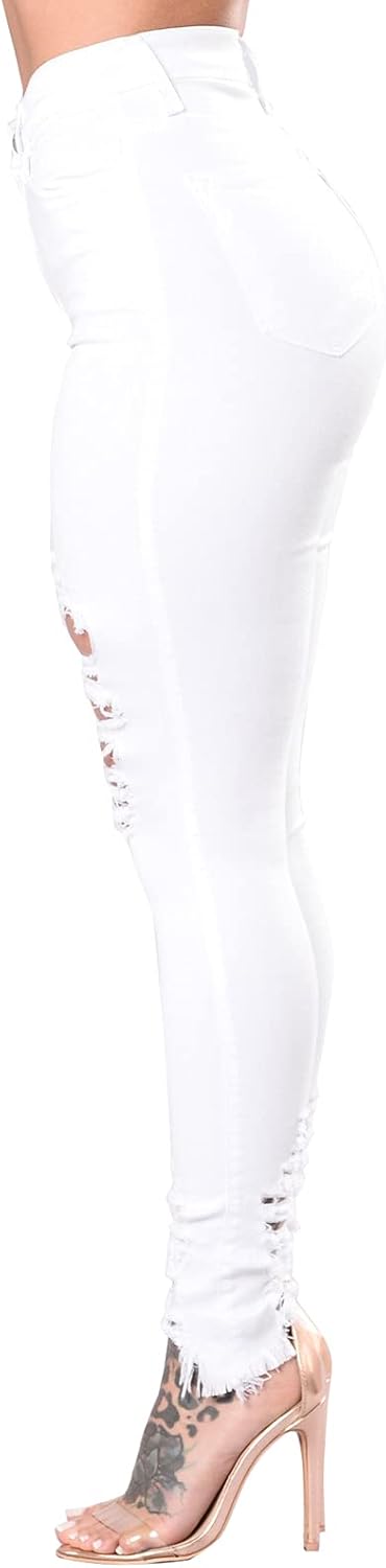 ZERMOM Ripped Skinny Jeans for Women Destroyed Mid Rise Stretch Denim Pants - Image 2