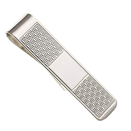 Part Engine Turned Engravable Money Clip for Cash/Bank Notes/Bills Business/Credit Cards, Wallet Credit Card Holder for Men Women - Solid 925 Sterling Silver. GIFT BOXED
