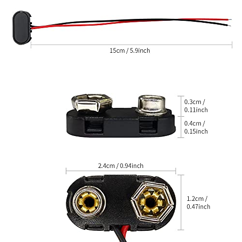 Image of VWEICYY 9 Volt Battery Connectors,100 PCS T-Type 9 Volt Battery Buckle Connector Hard Buckle Plastic Shell(T-Type, 100 PCS)