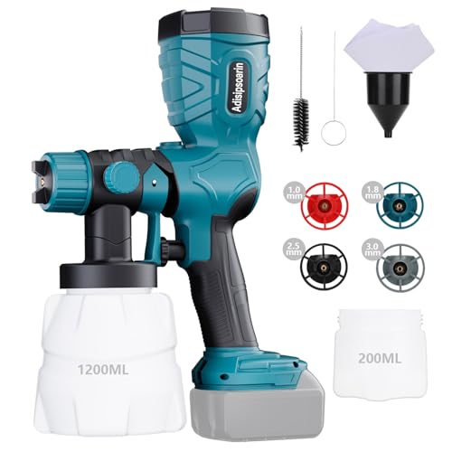 Adisipsoarin 18V-Farbsprüher Hochgeschwindigkeit für Makita 18V LXT Akku 2 Behälter leicht zu reinigen für Hausmalerei Möbel (Akku nicht enthalten)
