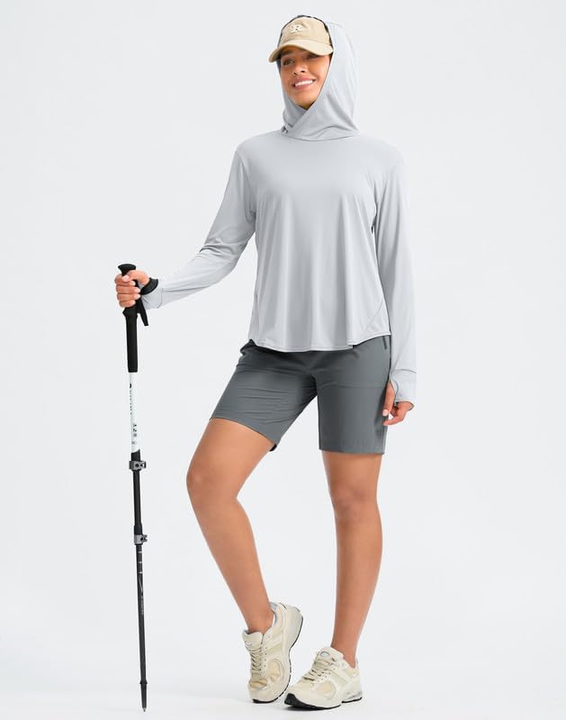 Pudolla Women's Sun Protection Shirt UPF 50+ Long Sleeve Lightweight UV Hoodie for Women Hiking Outdoor Fishing Summer - Image 6