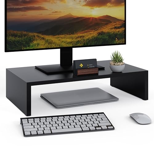 ComfortCove Soporte para Monitor, Elevador Monitor, Soporte para Laptop, Soporte para Computadora, Soporte para Impresora con Estante de Almacenamiento, ideal para tu Oficina en Casa, Negro