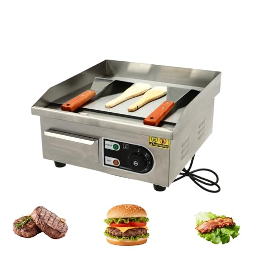 Charocean Electric Griddle Plate 2000W Flat Top Grill Commercial Hot Plate Electric Burger & Bacon Grill Plates with Thermostat Control, Electric Griddle for Restaurants, Camping, 35cm