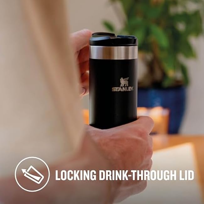 Stanley Aerolight Transit Travel Mug 0.47L - Keeps 6 Hours Hot - 8 Hours Cold - Dishwasher Safe - Leakproof - Car Cup Holder Compatible - Insulated Coffee Cup - Black Metallic