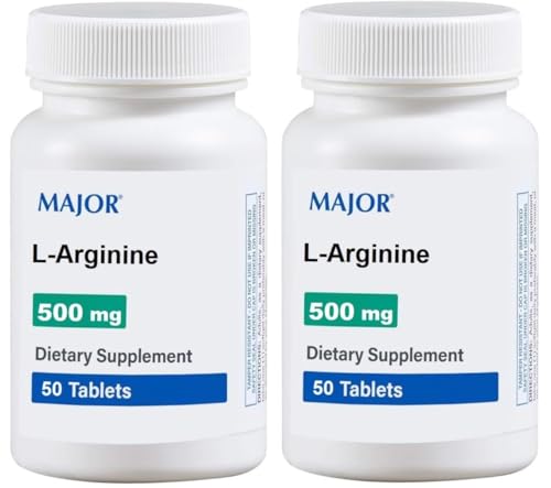 AmeriCan Goods 2/Pack 500/mg Major L-Arginine 100 Tablets Dietary Supplement for Adult