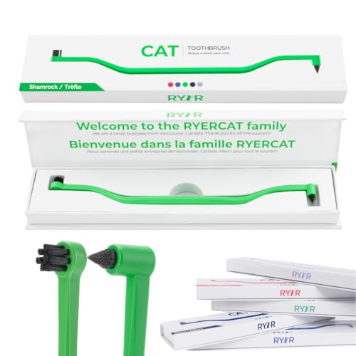 Ryercat Dual Sided Cat Toothbrush  Kitten Toothbrush with Micro Head to Fit into Catkittens Mouth  Cat Dental Care Supplies  Pet Toothbrush for Cats shamrock  Cucciolini Doodles Ryercat dual sided cat toothbrush  kitten toothbrush with micro head to fit into catkittens mouth  cat dental care supplies  pet toothbrush for cats shamrock   cucciolini doodles