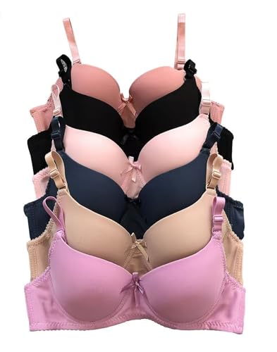 Iheyi 6 Pieces Full Cup/Demi Everyday wear Basic Wired Gentle Pushup Push Up Bra A/B/C 32A